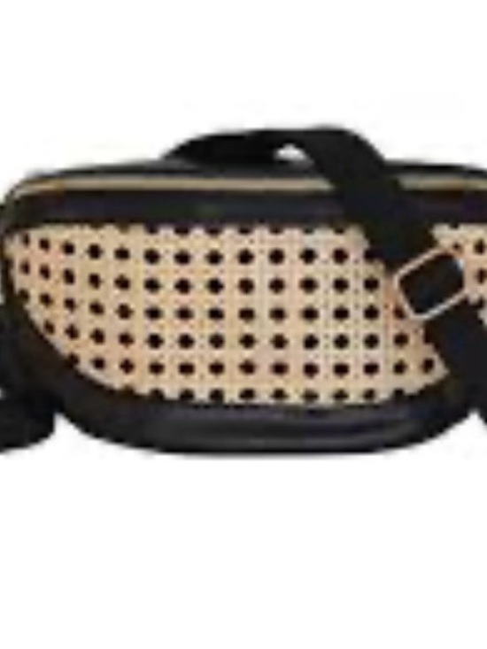 Universal Thread Handbags - Universal Thread Black and Tan Woven Crossbody Belt Bag